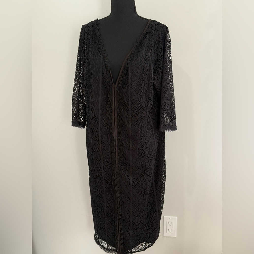 New w Imperfections Isabel Toledo for Lane Bryant 20 Black Lace Below Knee 081